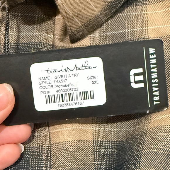 New Travis Mathew Give It a Try Plaid Button-Up Shirt 3XL XXXL Brown Fall Staple - Picture 5 of 13